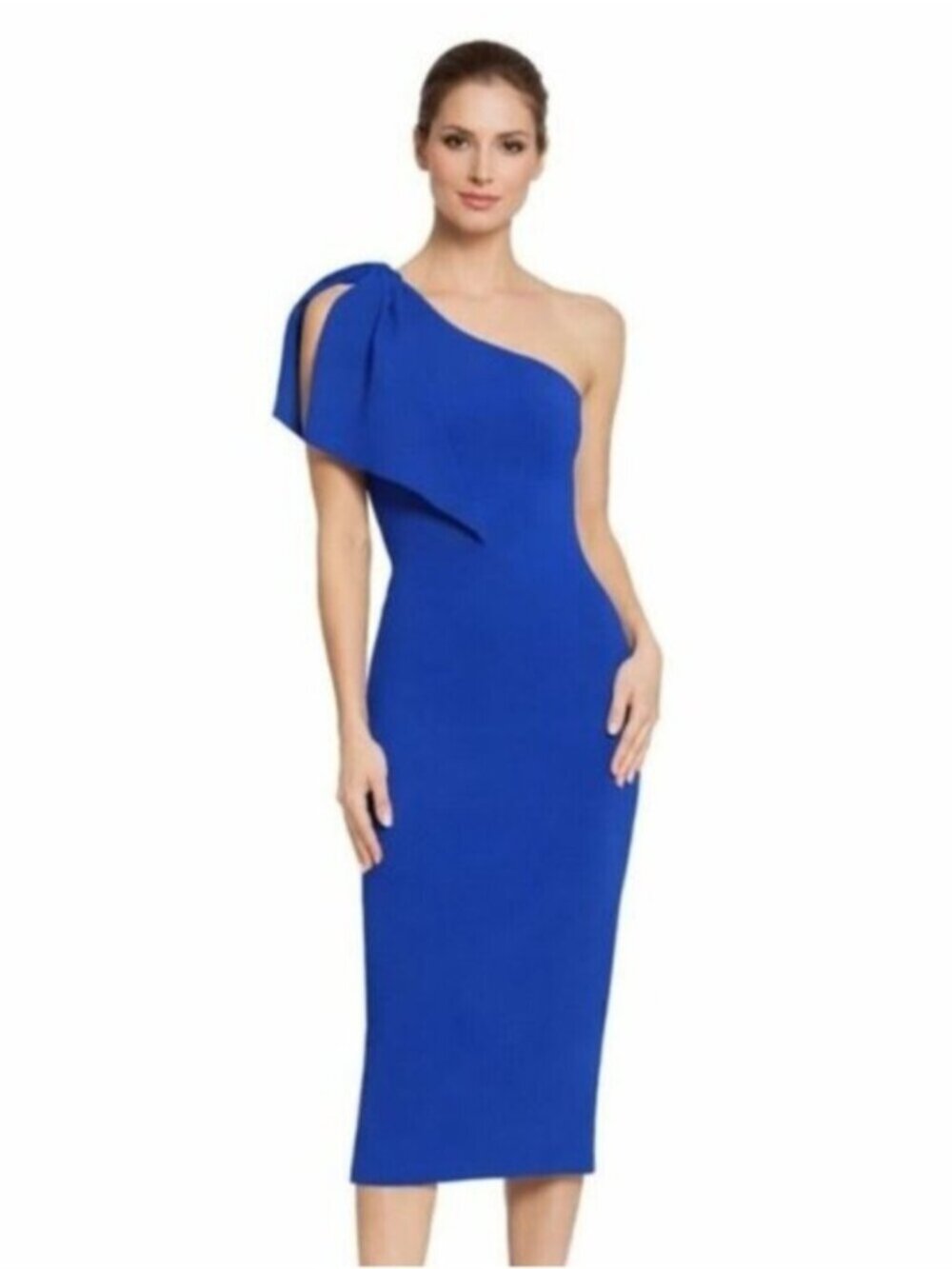 Dress The Population Blue Tiffany One Shoulder Midi Dress